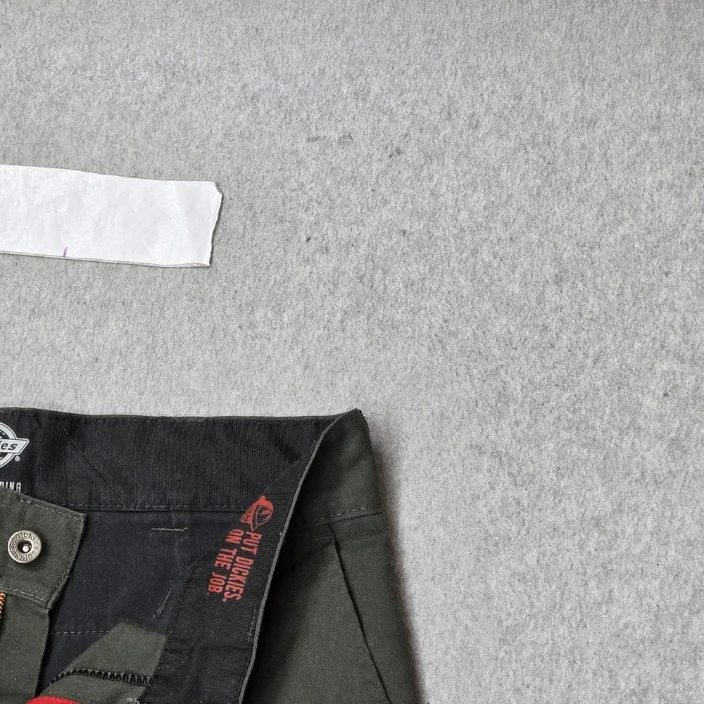 Dickies Men Pants 28 Green Chino Twill FLEX Skateboarding Pants Zipper Slim 29